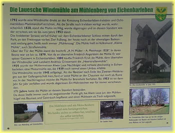 ... zur Geschichte des Eichenbarleber Mühlenbergs und der Lueschen Windmühle. Foto 03.2016 