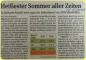 Es stand in der Volksstimme: Berichte über einen weiteren trockenen und noch heißeren Sommer 2019.