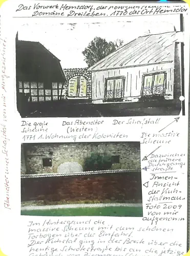 Aufnahme und Zeichnung mit Beschriftung von Rudolf Werner
